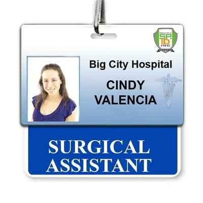 Surgical Assistant Badge Buddy - Horizontal Hospital ID Role Identifier (Blue Border)