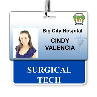 Surgical Tech Badge Buddy - Horizontal Hospital ID Role Identifier (Blue Border)