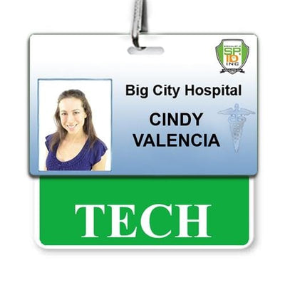 Tech Badge Buddy - Horizontal Hospital ID Role Identifier (Green Border)