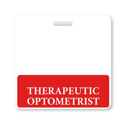 Therapeutic Optometrist Badge Buddy - Horizontal Hospital ID Role Identifier (Red Border)