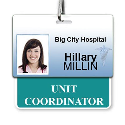 Unit Coordinator Badge Buddy - Horizontal Hospital ID Role Identifier (Teal Border)