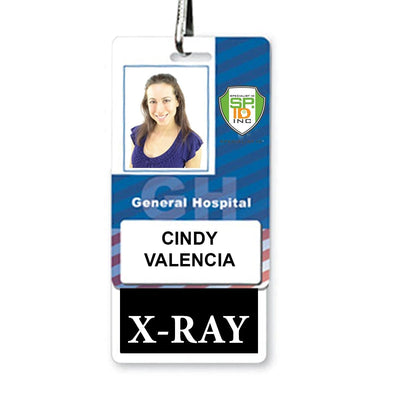 X-RAY Badge Buddy - Vertical Hospital ID Role Identifier (Black Border)