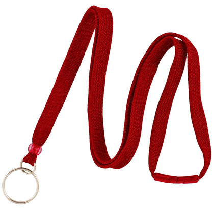 A Premium Key Ring Lanyard with Breakaway Clasp - 3/8 Inch Wide Lanyard with Split Ring Keychain (BL-34R) is coiled in a loose, looping pattern. Sold by Specialist ID.