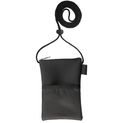 Vinyl Credential Neck Wallet with Adjustable Lanyard and Top Zipper Pouch (CW-6-BLK) with an adjustable lanyard, top zipper closure, and two front pockets.