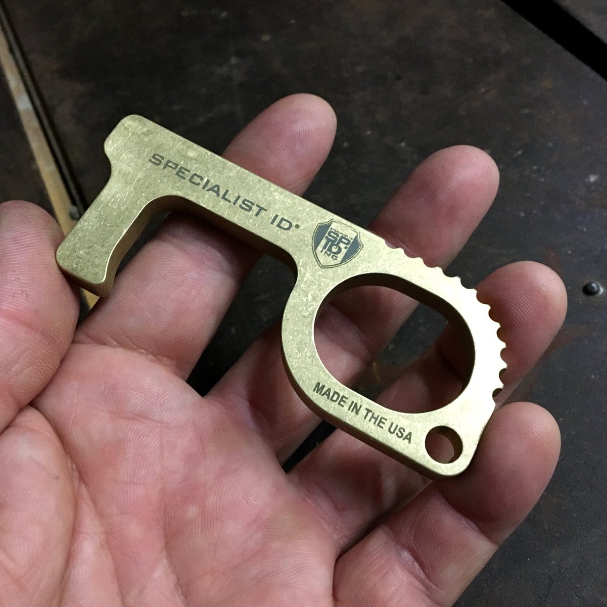 Heavy Duty No Touch Door Opener Tool - Hands Free EDC Multitool USA Made of Solid Brass 7743-1000
