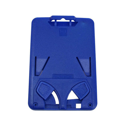 A **Three Card Vertical ID Badge Holder B-Holder (Holds up to 3 ID Badges)** featuring a blue plastic design, two slots on the bottom, and a clip on the top, perfect as an ID badge holder. The clear front ensures easy visibility of your cards.
