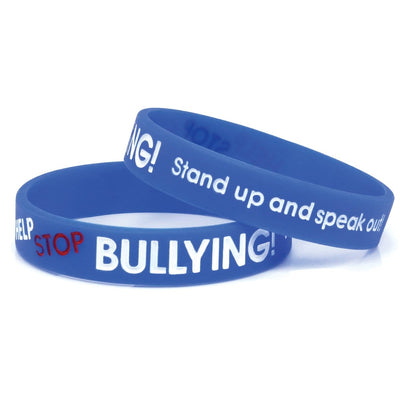 100 Pack - Anti-Bullying ½” Blue Silicone Wristband