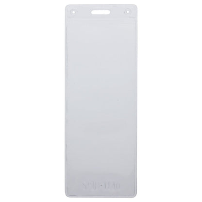 A clear plastic tag with a slot for hanging, perfect as a Clear Ticket Holder for 2 1/8 X 5 5/8 Inch (Ticketmaster Size) Concert and Sporting Event Tickets & Credentials (SPID-1140), and an embossed code "SPD-1840" near the bottom.