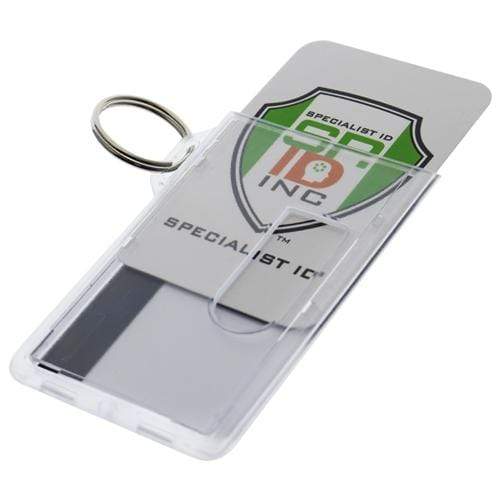 Two card rigid fuel card holder with key ring and clear vertical pocket
