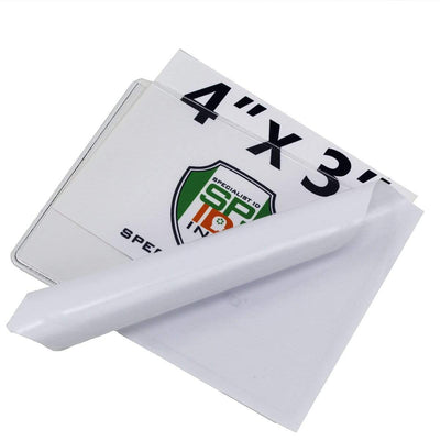 Large 4 x 3 Adhesive Badge Holders with Sticky Back - Clear Vinyl Parking Pass Holders for Windshield (CE-4P)