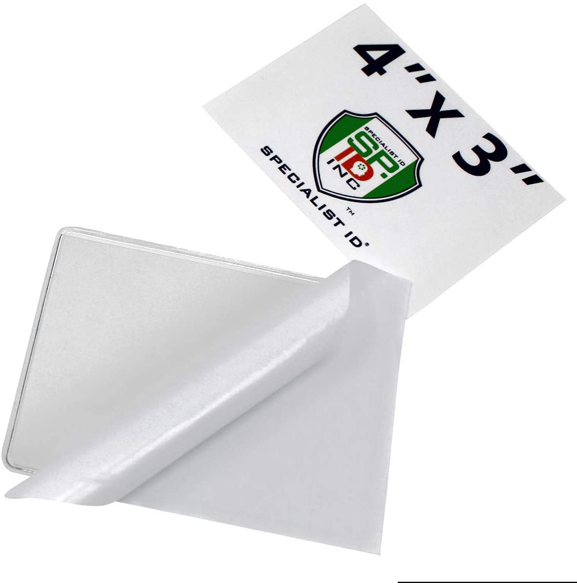 Large 4 x 3 Adhesive Badge Holders with Sticky Back - Clear Vinyl Parking Pass Holders for Windshield (CE-4P) CE-4P
