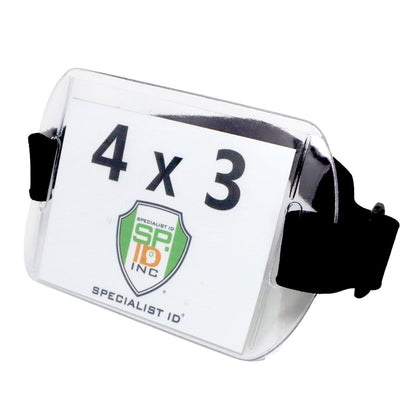 Armband Badge Holder Horizontal - 4" X 3" Name Badge Holder with Adjustable Arm Band