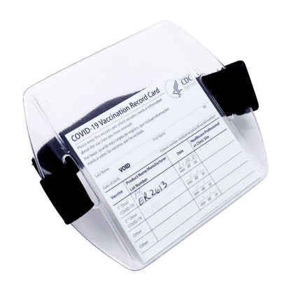 vaccination card protective sleeve 4x4 Oversized Badge Holder with Adjustable Arm Band & Clear Vinyl Plastic Sleeve for XL ID Name Tag