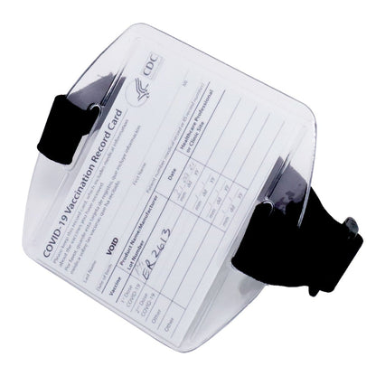 4x4 Oversized Badge Holder with Adjustable Arm Band & Clear Vinyl Plastic Sleeve for XL ID Name Tag