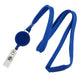 A blue Breakaway Lanyard ID Holder Badge Reel Combo - Retractable Lanyard (SPID-210X), perfect for easy ID card display, featuring a plastic clip attachment.