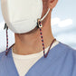USA Made Adjustable Face Mask Lanyard - Woven Nylon Neck Hanger & Ear Saver with 2  Bulldog Clips