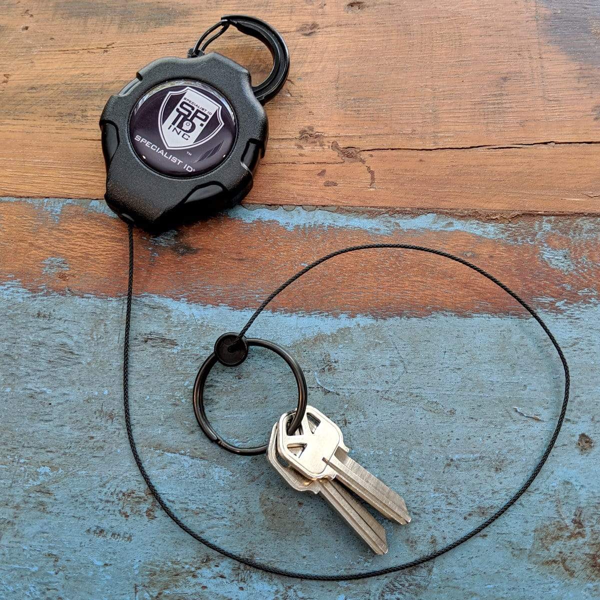 Heavy Duty Retractable Ratchit Keychain Tether Reel for Multiple Keys with Clip and Locking Feature