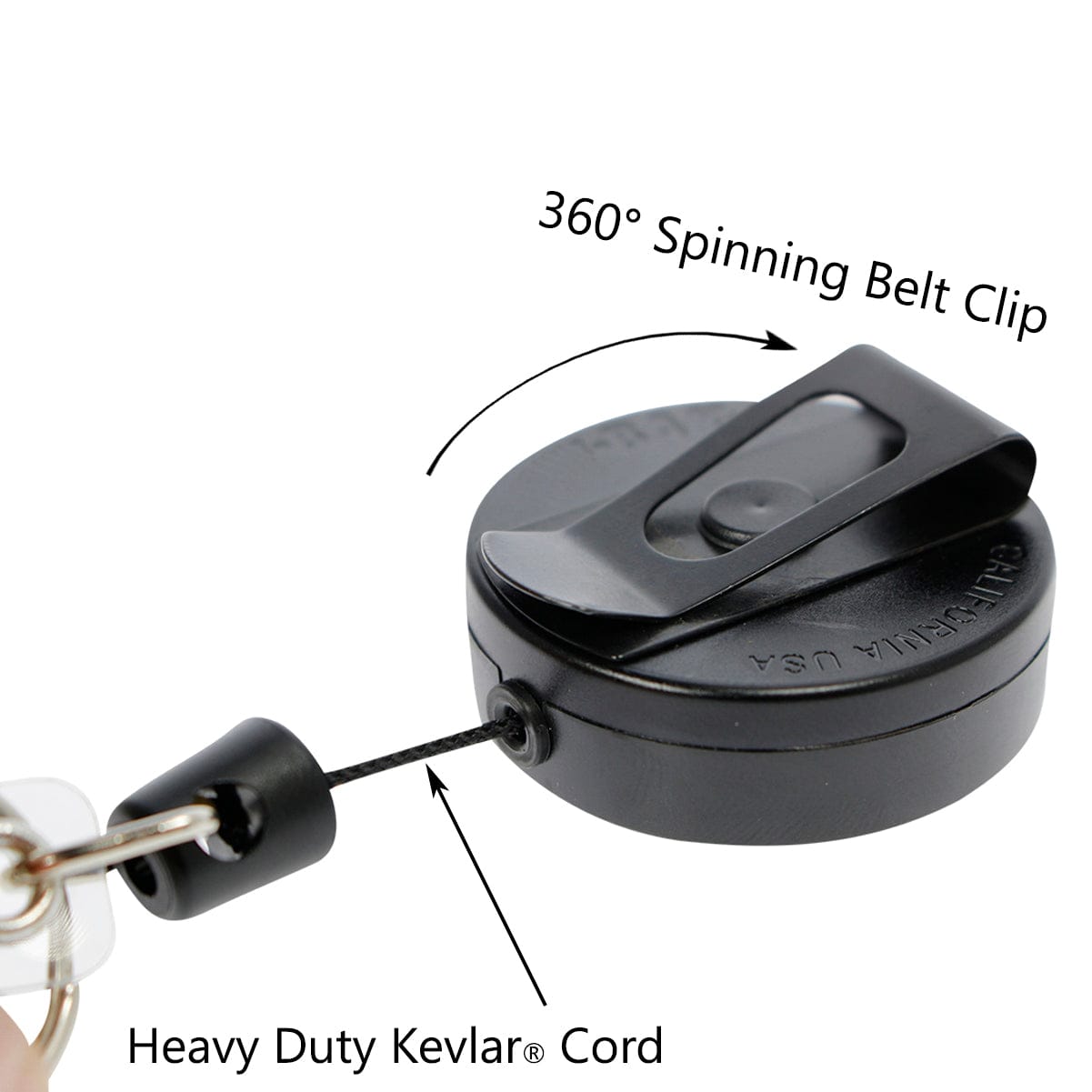 Heavy Duty Badge Reel w/ Metal Swivel Belt Clip & Key Ring SPID-3360-BLACK