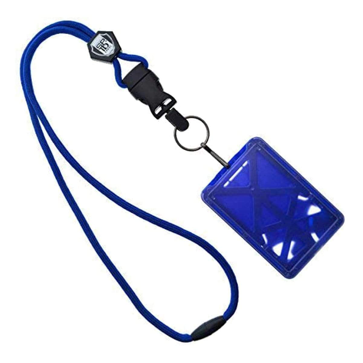 Top Loading THREE ID Card Badge Holder with Heavy Duty Lanyard w/ Detachable Metal Clip and Key Ring by Specialist ID