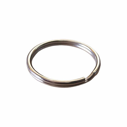 A premium split ring keychain made of silver metal, featuring a split design. Commonly used to hold keys or similar small items, it's durable and reliable for everyday use. 100 Round Split Ring Key Chains - 1" Inch Size - Heavy Duty Premium Key Rings in Bulk (SPID-9230) are an excellent option.