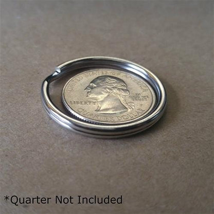 SPID-9240 1 1/4 inch split key ring shown with quarter