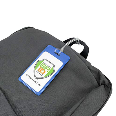 Color Coded Backpack ID Tags with Loop - Semi Rigid Holds a Business Card or Included Identification Card (1845-200X)