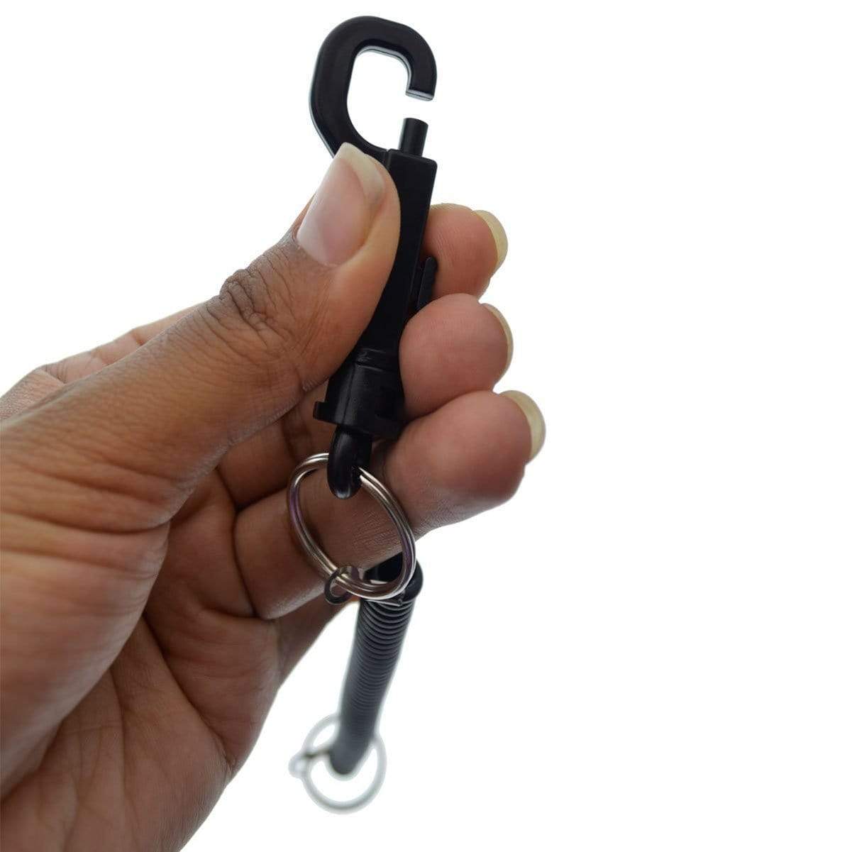 Uxcell Retractable Coil Spring Keychain Clasp with Big Key Ring 360mm, 2  Pack Plastic Spiral Stretchy Cord, Black 
