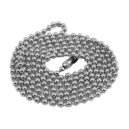 A durable accessory, this Nickel-Plated Steel Beaded Neck Chain, Length 36" (P/N 2125-2000) with a clasp is crafted from nickel-plated steel, ideal for ID badge applications.