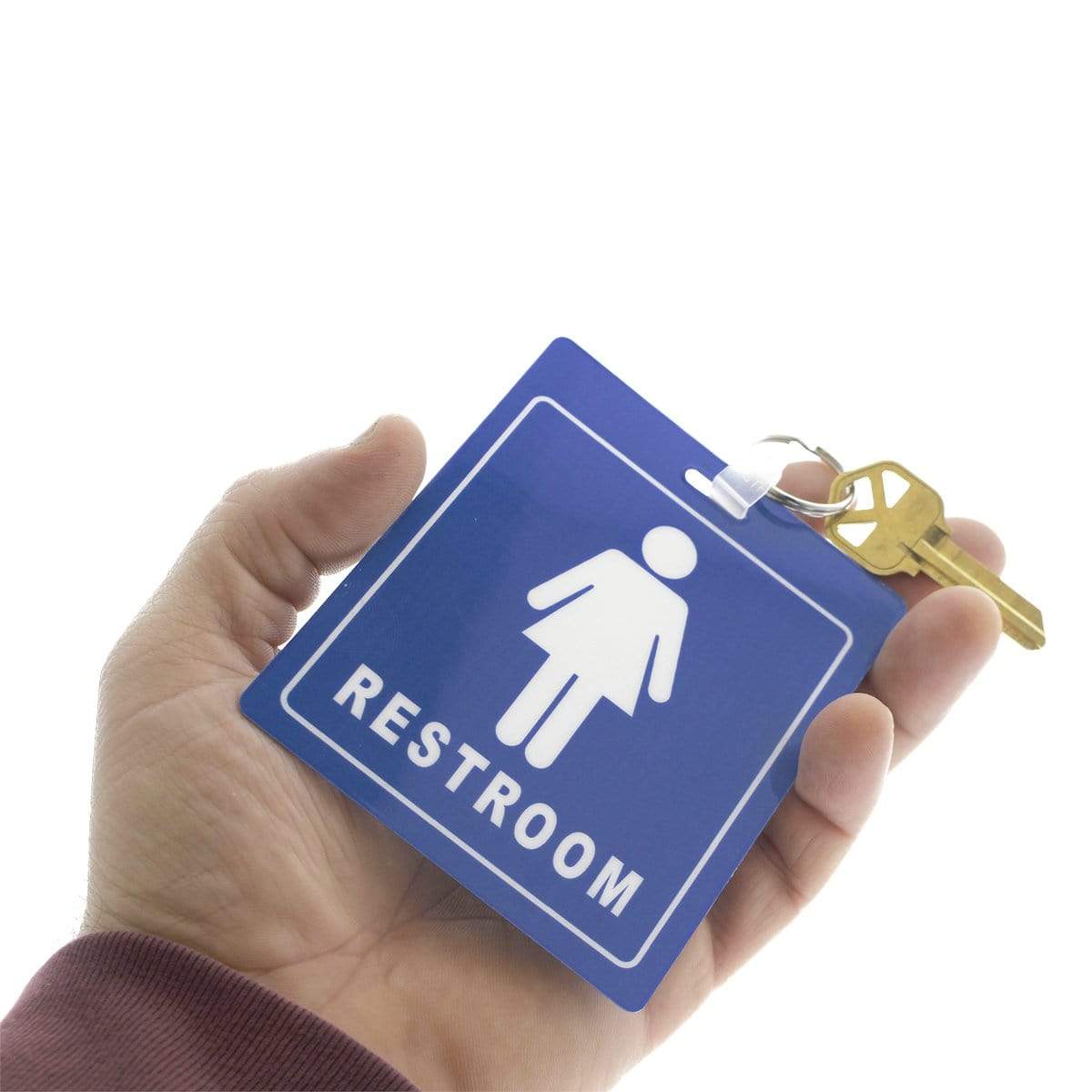 2 Pack Restroom Pass Keychain - Bathroom Tag with Key Chain Ring - Heavy Duty Large Passes for Men and Women Restrooms with Key Holder (Sold in 2 Pack) (SPID-9830-Blue) SPID-9830-BLUE-Q2