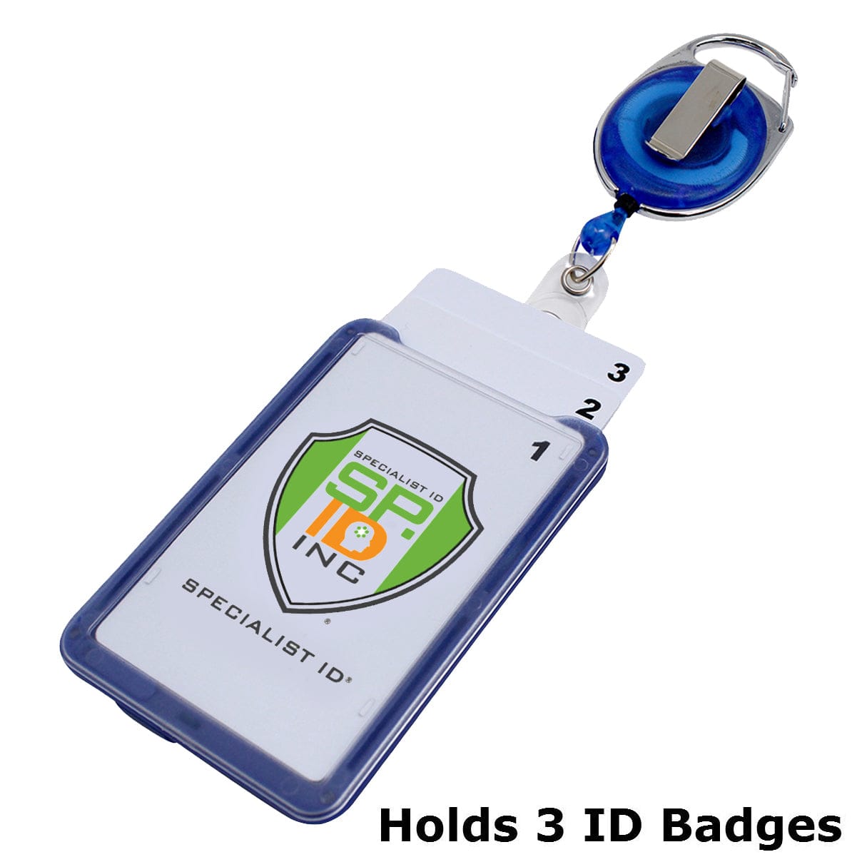 Two Card Vertical Clear Rigid Plastic Fuel Card and Badge Holder with Keychain