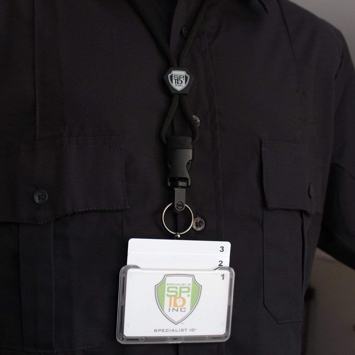  Specialist ID Black Dual Card ID Badge Holder - Holds 2 Cards  - Rigid Hard Plastic : Badge Holders : Office Products