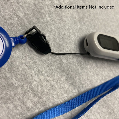 SPID-CPA detachable loop string adapter connected to a lanyard clip and badge reel.