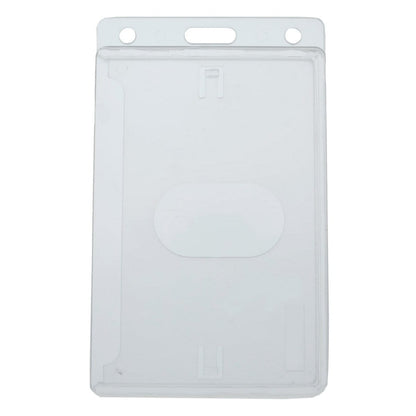 Vertical 70 - 90 Mil ProxCard II / Thick HID Proximity Card Holder (SPID-PROX-V) with two circular holes and a rectangular slot at the top for attaching a lanyard or clip.