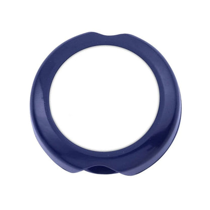 A blue circular object with a hollow center, appearing to be an Antimicrobial Stethoscope ID Tag - Hand Write Your Name on Label to Personalize - Adjustable Tube Size to Fit Most Steths.