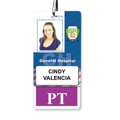 Physical Therapist PT Badge Buddy - Vertical Hospital ID Role Identifier (Purple Border)