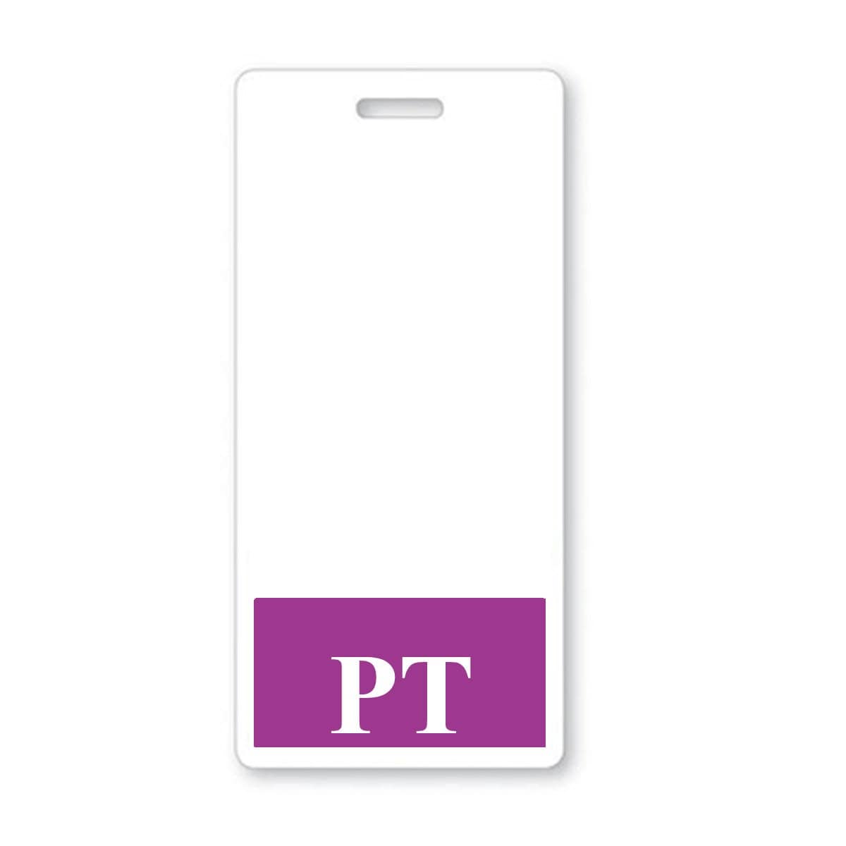 Purple Physical Therapist "PT" Vertical Badge Buddy with Purple Border BB-PT-PURPLE-V